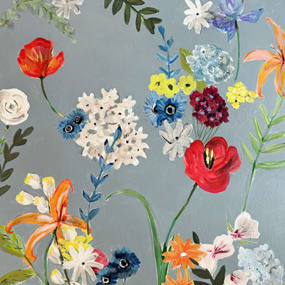 abstract painting titled Burgeoning Blooms