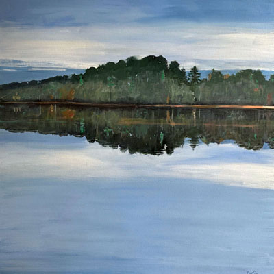 abstract painting titled Serene Reflections